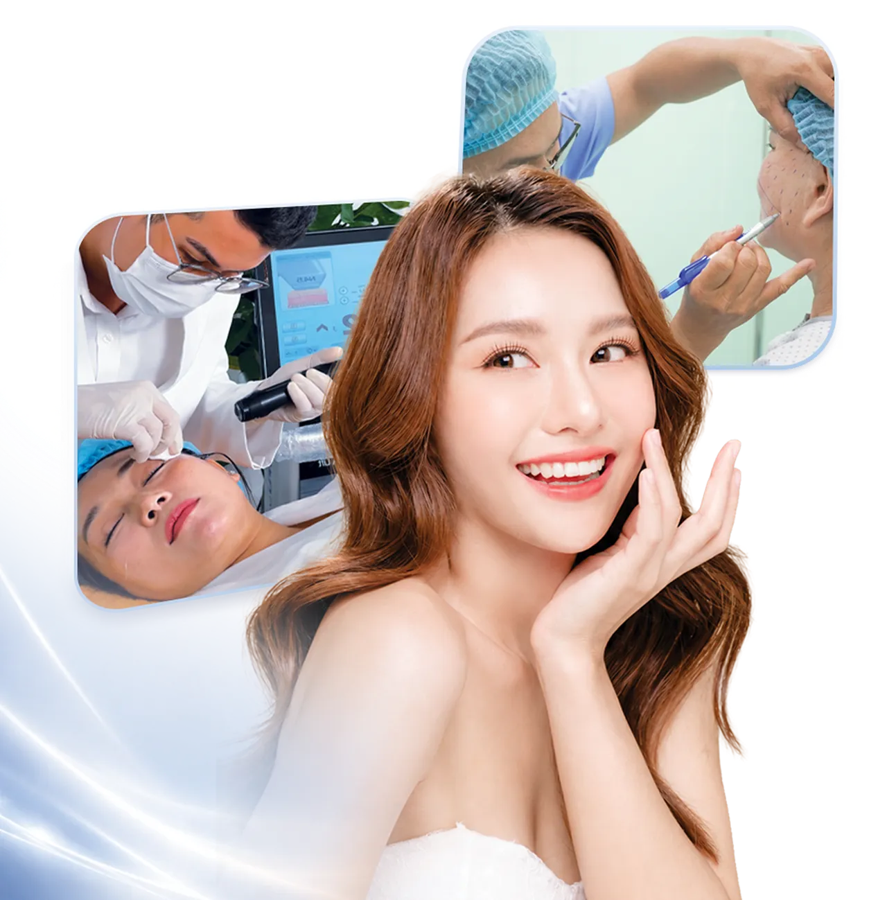 Khách hàng và bác sĩ Hansan trong quá trình điều trị thẩm mỹ
